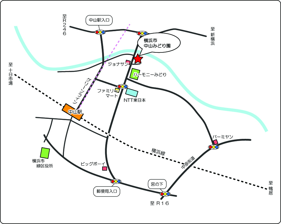 中山みどり園付近拡大地図