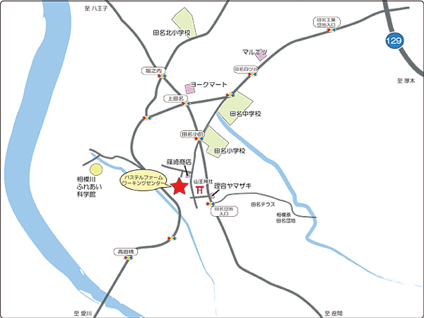 パステルファームワーキングセンターの地図